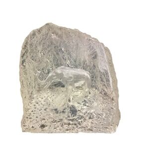 Elephant Sculpture Lucite‎ Ice Block Figurine Clear Animal Decor Statue